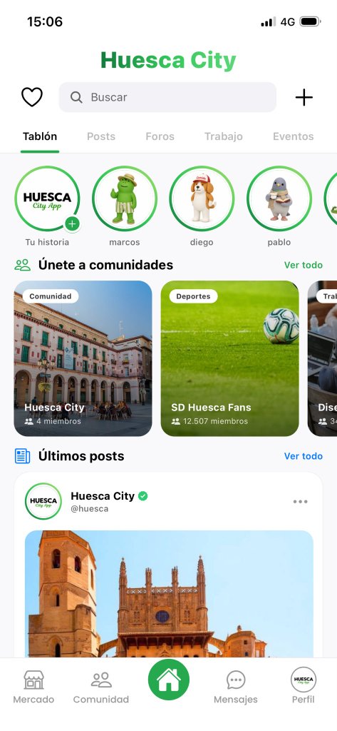 Pantalla de inicio de Huesca City